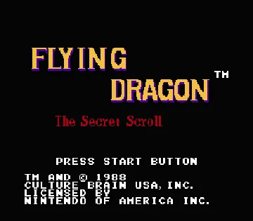 Flying Dragon - The Secret Scroll (USA) screen shot title